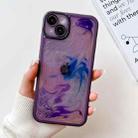 For iPhone 14 Plus Oil Painting Electroplating TPU Phone Case(Purple) - 1