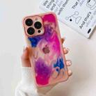 For iPhone 14 Pro Max Oil Painting Electroplating TPU Phone Case(Pink) - 1