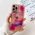 For iPhone 12 Pro Oil Painting Electroplating TPU Phone Case(Pink) - 1