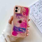 For iPhone 11 Oil Painting Electroplating TPU Phone Case(Pink) - 1