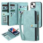 For iPhone 14 Zipper Wallet Detachable MagSafe Leather Phone Case(Blue) - 1