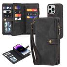 For iPhone 14 Pro Zipper Wallet Detachable MagSafe Leather Phone Case(Black) - 1