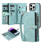 For iPhone 14 Pro Zipper Wallet Detachable MagSafe Leather Phone Case(Blue) - 1