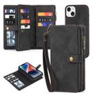 For iPhone 14 Plus Zipper Wallet Magnetic Detachable Leather Phone Case(Black) - 1