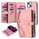 For iPhone 13 Zipper Wallet Detachable MagSafe Leather Phone Case(Pink) - 1