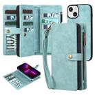 For iPhone 13 Zipper Wallet Detachable MagSafe Leather Phone Case(Blue) - 1