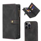 For iPhone 13 Pro Zipper Wallet Detachable MagSafe Leather Phone Case(Black) - 1