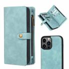 For iPhone 13 Pro Zipper Wallet Magnetic Detachable Leather Phone Case(Blue) - 1