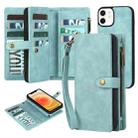 For iPhone 12 / 12 Pro Zipper Wallet Magnetic Detachable Leather Phone Case(Blue) - 1