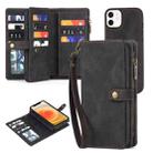 For iPhone X / XS Zipper Wallet Magnetic Detachable Leather Phone Case(Black) - 1