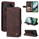 For Huawei Mate 60 Pro Skin Feel Life Tree Metal Button Leather Phone Case(Brown) - 1