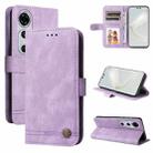 For Huawei nova 12 Pro Skin Feel Life Tree Metal Button Leather Phone Case(Purple) - 1