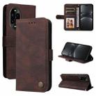 For Huawei nova 13 Pro Skin Feel Life Tree Metal Button Leather Phone Case(Brown) - 1