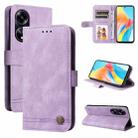 For OPPO A1 5G Skin Feel Life Tree Metal Button Leather Phone Case(Purple) - 1
