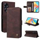 For OPPO A1 5G Skin Feel Life Tree Metal Button Leather Phone Case(Brown) - 1