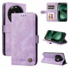 For OPPO Find X6 Skin Feel Life Tree Metal Button Leather Phone Case(Purple) - 1