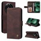 For OPPO Find X6 Skin Feel Life Tree Metal Button Leather Phone Case(Brown) - 1