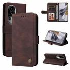 For OPPO Reno10 Skin Feel Life Tree Metal Button Leather Phone Case(Brown) - 1