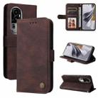 For OPPO Reno10 Pro Skin Feel Life Tree Metal Button Leather Phone Case(Brown) - 1