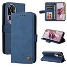 For OPPO Reno10 Pro+ Skin Feel Life Tree Metal Button Leather Phone Case(Blue) - 1