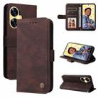 For Realme C55 Skin Feel Life Tree Metal Button Leather Phone Case(Brown) - 1