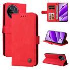 For Realme 11 4G Global Skin Feel Life Tree Metal Button Leather Phone Case(Red) - 1