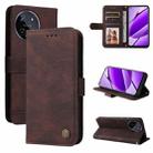 For Realme 11 4G Global Skin Feel Life Tree Metal Button Leather Phone Case(Brown) - 1