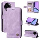 For Realme C67 5G / 11 5G Taiwan Version Skin Feel Life Tree Metal Button Leather Phone Case(Purple) - 1