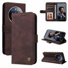 For Realme 12 Pro+ Skin Feel Life Tree Metal Button Leather Phone Case(Brown) - 1