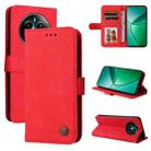 For Realme 12+ Skin Feel Life Tree Metal Button Leather Phone Case(Red) - 1