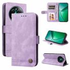 For Realme 12+ Skin Feel Life Tree Metal Button Leather Phone Case(Purple) - 1