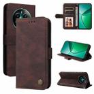 For Realme 12+ Skin Feel Life Tree Metal Button Leather Phone Case(Brown) - 1