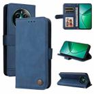 For Realme 12+ Skin Feel Life Tree Metal Button Leather Phone Case(Blue) - 1