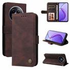 For Realme 12 Skin Feel Life Tree Metal Button Leather Phone Case(Brown) - 1