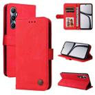 For Realme C65 4G Skin Feel Life Tree Metal Button Leather Phone Case(Red) - 1