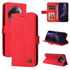 For Realme 13+ Skin Feel Life Tree Metal Button Leather Phone Case(Red) - 1