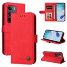 For Realme C75 / Realme 14x Skin Feel Life Tree Metal Button Leather Phone Case(Red) - 1