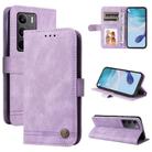 For Realme C75 / Realme 14x Skin Feel Life Tree Metal Button Leather Phone Case(Purple) - 1