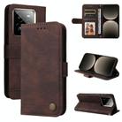 For Realme GT 7 Pro Skin Feel Life Tree Metal Button Leather Phone Case(Brown) - 1