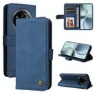 For Realme 14 Pro Global Skin Feel Life Tree Metal Button Leather Phone Case(Blue) - 1