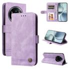 For Realme 14 Pro+ Global Skin Feel Life Tree Metal Button Leather Phone Case(Purple) - 1