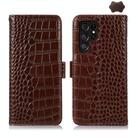 For Samsung Galaxy S24 Ultra Crocodile Top Layer Cowhide Leather Phone Case(Brown) - 1