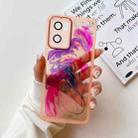 For OPPO Reno7 Oil Painting Electroplating TPU Phone Case(Pink) - 1