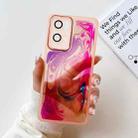 For OPPO Reno7 Pro Oil Painting Electroplating TPU Phone Case(Pink) - 1