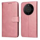 For Huawei Mate 60 Classic Calf Texture Flip Leather Phone Case(Rose Gold) - 1