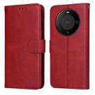 For Huawei Mate 60 Pro Classic Calf Texture Flip Leather Phone Case(Red) - 1