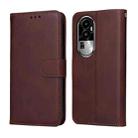 For OPPO Reno10 5G / Reno10 Pro 5G Global Classic Calf Texture Flip Leather Phone Case(Brown) - 1