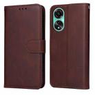 For OPPO A78 4G Classic Calf Texture Flip Leather Phone Case(Brown) - 1