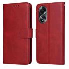 For OPPO A58 4G Classic Calf Texture Flip Leather Phone Case(Red) - 1