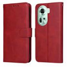 For OPPO Reno11 5G Global Classic Calf Texture Flip Leather Phone Case(Red) - 1